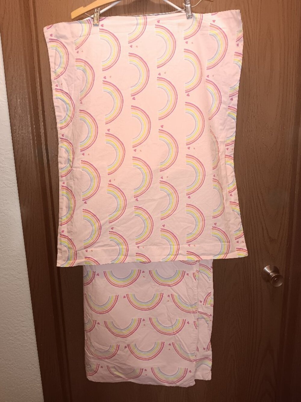 Pottery Barn Kids PBK Rainbow Print & Hearts Twin Duvet Cover & Standard Sham